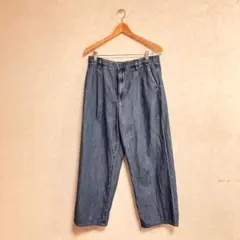 ユニクロ　ドレープデニムタックパンツ　ブルー　XLサイズ　※裾上げ済み
