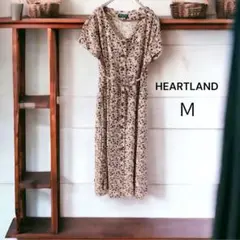 HEARTLANDハートランド ロングワンピース ウエストリボン 茶 Ｍサイズ
