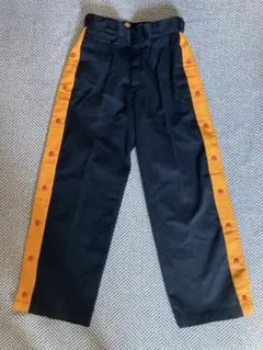 MYne×Dickies サイドラインスナップワイドパンツ ブラック/オレンジ