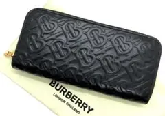 美品 BRBERRY TBロゴ レザー ラウンドジップウォレット バーバリー