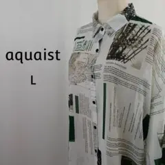 aquaist　長袖　シャツ　L　ホワイト　シアー　オーバーサイズ　アート系