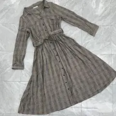 OLIVE des OLIVE シャツワンピース グレンチェック　ブラウン M