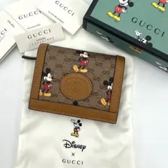 新品未使用 完備品 グッチ ディズニーコラボ ミッキー コンパクトウォレット