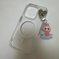 推し活　ラブブ　スマホ　iPhone用　キーホルダー　チャーム　ハートの金具付