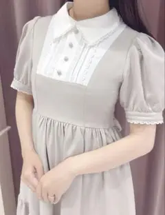 AnMille アンミール　ピコレース襟フレアOP ピンク