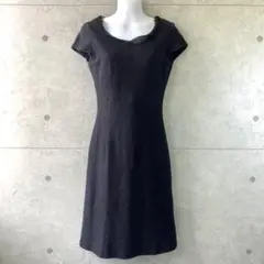 【INDIVI インディヴィ】フレンチスリーブワンピース M 黒
