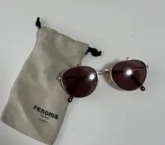 renoma ブラウンラウンドサングラス 収納袋付き