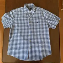 Ralph Lauren 半袖シャツ 青と白チェックＬサイズ