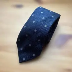 ネイビー ドット柄 スリムネクタイ 防水　TAKA Q タカキュー