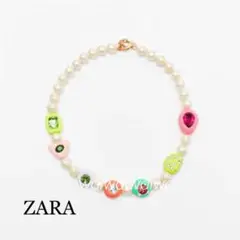 新品 ZARA フェイク パール カラービーズ ネックレス