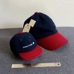 未使用品】override ウールキャップ （ミニポーチ付）ネイビー×レッド
