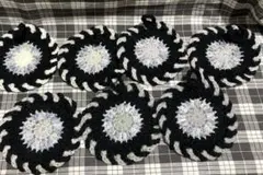 ハンドメイド 手編み 抗菌防臭 アクリル毛糸たわしコースター7枚セット