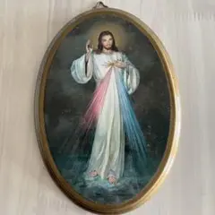 キリスト　楕円　板絵　壁掛け