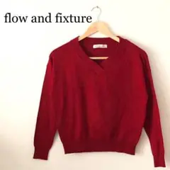 flow and fixture 美品　Vネック　ニット　セーター　長袖　赤