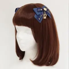 アマベル　message crown ダブルリボンクリップ ブルー