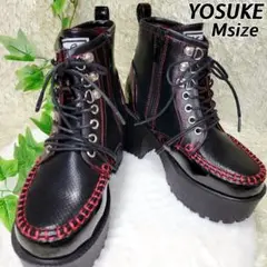 ヨースケ YOSUKE 厚底 レースアップブーツ ブラック 23.5cm