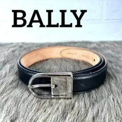 バリー　BALLY レザーベルト　BLACK シルバー金具　belt T177