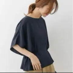 URBAN RESERCH DOORS ネイビー フレアスリーブ シャツ