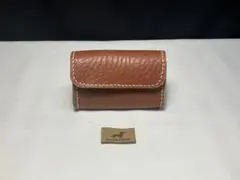 ハンドメイド　ブラウン　レザー　カードケース マグネットボタン式