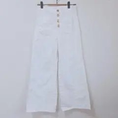 ZARA ホワイトワイドレッグパンツ レディース 前ポケット S