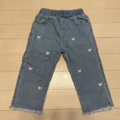 デニムボトムス 12-18M ハート刺繍　80〜90cm