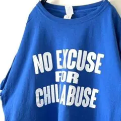 ギルダン NO EXCUSE CHILD ABUSE Tシャツ L ブルー 古着