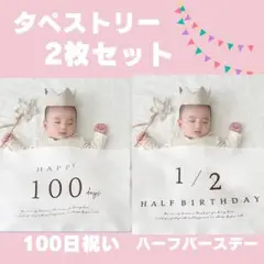 100日祝い・1/2バースデー タペストリー 2枚セット 記念日 フォト