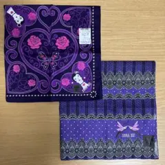訳あり★アナスイ 大判ハンカチ2枚 パープル