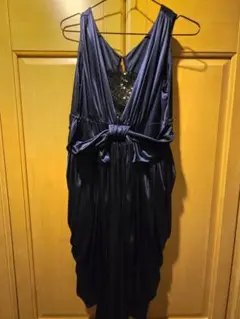 ネイビー ドレープスタイル ロングドレス