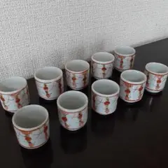 【希少】 古伊万里 色絵 赤玉 瓔珞文 端反高台付 江戸後期 くらわんか 希少】 古伊万里 色絵 赤玉 瓔珞文 端反高台付 江戸後期 くらわんか