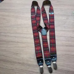 赤と黒のチェック サスペンダー