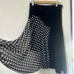 ドット　水玉　フレアスカート　異素材　社交ダンス衣装にも