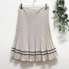 C.D.S BASIC☆プリーツスカート☆S☆ベージュ☆サイドファスナー☆上品