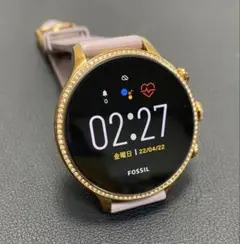 動作良好品 FOSSIL Gen 6 スマートウォッチ パープル ラインストーン