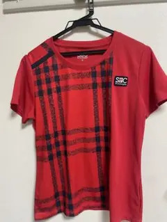 SHC 赤 チェック柄 Tシャツ 半袖