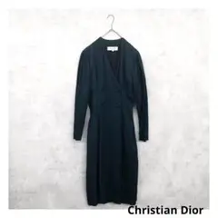 超特価★ Christian Dior ディオール ボタン ワンピース 緑 長袖