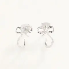 anchelion アンシェリオン リボンビジューフープピアス シルバー