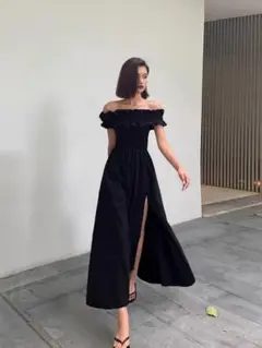 新品✨フレンチワンピ❤️オフショルロングワンピース タイトデザイン