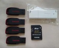 【6個セット】8GB　USBメモリ　5個　SDカード　1枚　まとめ売り