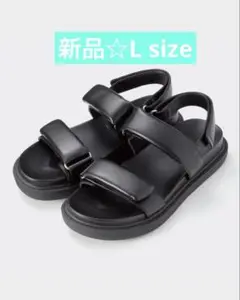 GU ジーユー パフィーダブルベルトサンダル スポーツサンダル 黒