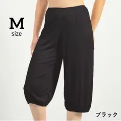 トイレで便利♫裾ゴム入りペチパンツ　黒　M 透け帽子　夏　ペチコート