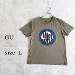 GU グラフィックプリント Tシャツ カーキーLサイズ