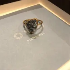 matthewmark 天然石リング9号(ブラックルチル、ゴールド)