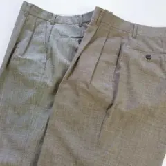 【1点物】メンズスラックスまとめ売り　2点セット　グレー　チェック柄　テーパード