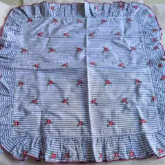 Borgo delle Tovaglie 花刺繍ストライプコットンハンカチ