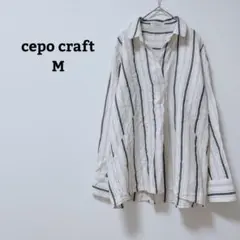 セポクラフト　シャツ　オープンカラー　ストライプ　オフィカジ　薄手　綿100　Ｍ