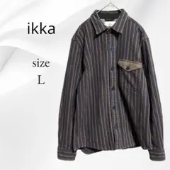 イッカ ikka ストライプ 長袖シャツ L 厚め オーバーサイズ