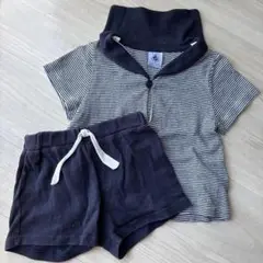 Petit Bateau セーラートップス&ショートパンツセット 18m