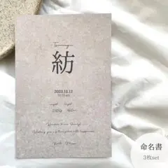 ❁⃘ 命名書 無機質　ニュアンス　3枚セット　ハガキサイズ（A4へ変更追加可）