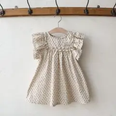 Flo ワンピース　ベージュ系　ベビー服　100 夏服　半袖